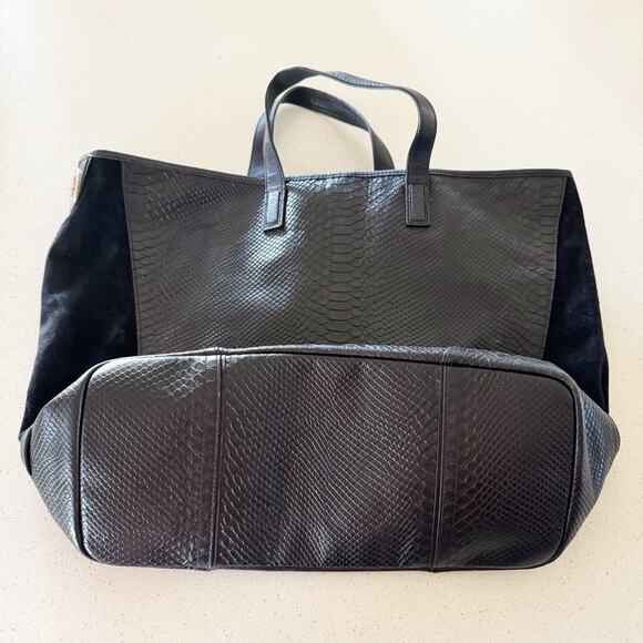 Coach Hadley Python Embossed Leather Suede Tote Bag F30963 No Strap - Picture 4 of 7